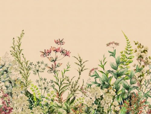 Livingwalls Vliestapete - Tapete Sommer Blumenwiese in Beige und Grün - Wandtapete für verschiedene Räume - Wandbild XXL 371 x 280 cm von Livingwalls