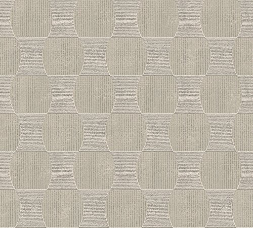 Livingwalls Vliestapete Tapete geometrisch grafisch 10,05 m x 0,53 m beige metallic Made in Germany 358693 35869-3 von Livingwalls