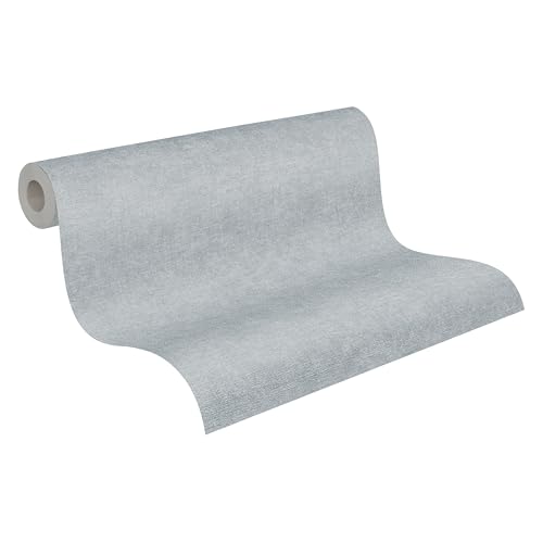 A.S. Création Smart Surfaces Einfarbige Vliestapete in Putzoptik 10,05 m x 0,53 m - Grau, Blau - einfarbige Wandtapete für verschiedene Räume Made in Germany - 395662 von A.S. Création