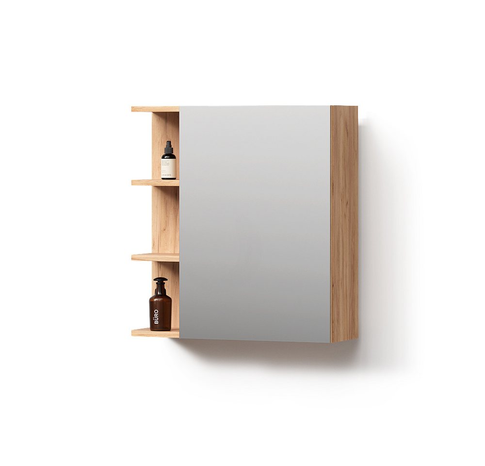 Livinity® Badezimmerspiegelschrank Fucino, Goldkraft Eiche, 62 x 64 cm von Livinity®