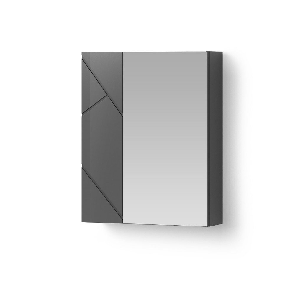 Livinity® Badezimmerspiegelschrank Ronco, Anthrazit Hochglanz/Anthrazit, 60 x 75 cm von Livinity®