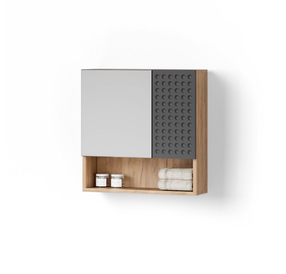 Livinity® Badezimmerspiegelschrank Ronco, Anthrazit mit Wabenstruktur, 54 x 55 cm von Livinity®