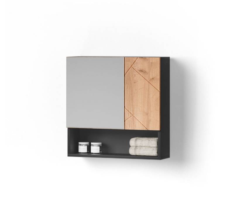 Livinity® Badezimmerspiegelschrank Ronco, Goldkraft Eiche/Anthrazit/Anthrazit, 54 x 55 cm von Livinity®