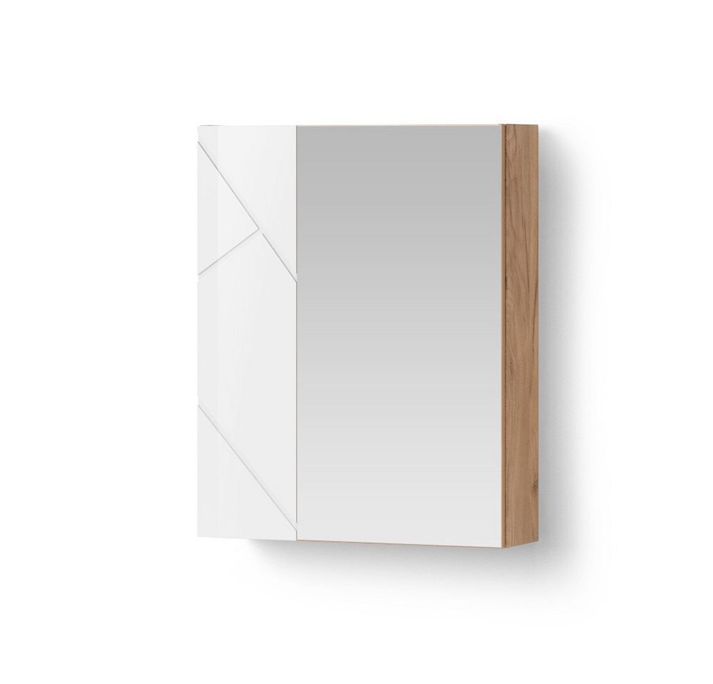 Livinity® Badezimmerspiegelschrank Ronco, Weiß/Eiche/Goldkraft Eiche, 60 x 75 cm von Livinity®
