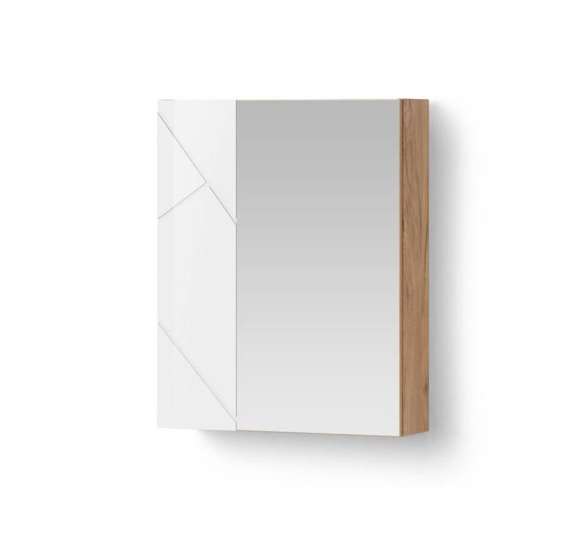 Livinity® Badezimmerspiegelschrank Ronco, Weiß/Eiche/Goldkraft Eiche, 60 x 75 cm von Livinity®