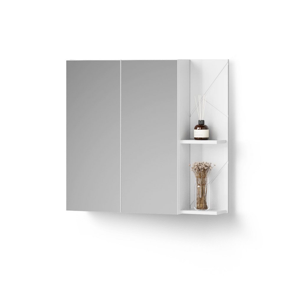 Livinity® Badezimmerspiegelschrank Ronco, Weiß/Weiß Hochglanz, 80 x 75 cm von Livinity®