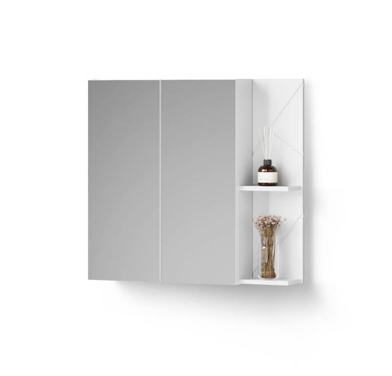 Livinity® Badezimmerspiegelschrank Ronco, Weiß/Weiß Hochglanz, 80 x 75 cm von Livinity®