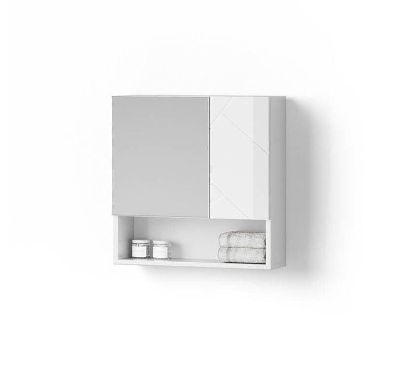Livinity® Badezimmerspiegelschrank Ronco, Weiß Hochglanz/Weiß, 54 x 55 cm von Livinity®