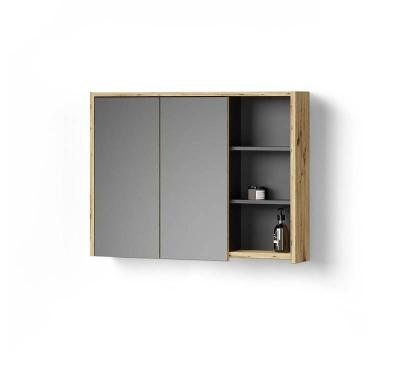 Livinity® Badezimmerspiegelschrank Vomano, Eiche/Anthrazit/Anthrazit, 100 x 75 cm von Livinity®
