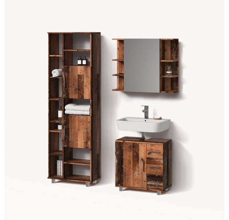 Livinity® Badmöbel-Set Eisak, Eiche rustikal/Eiche rustikal, 3 Teile, mit Unterschrank 60 cm von Livinity®