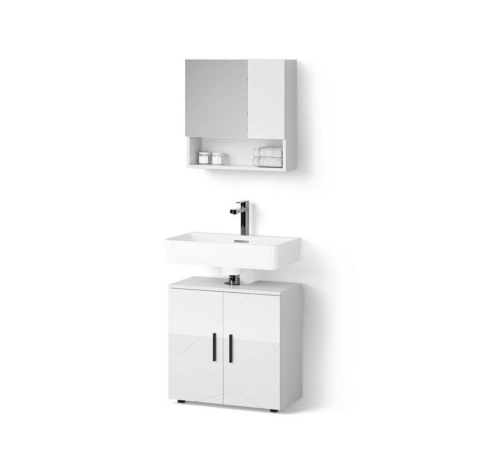 Livinity® Badmöbel-Set Ronco, Weiß Hochglanz/Weiß, 2 Teile, Unterschrank 60 cm von Livinity®