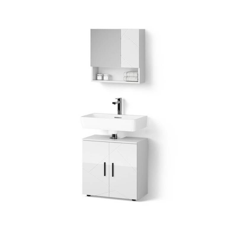 Livinity® Badmöbel-Set Ronco, Weiß Hochglanz/Weiß, 2 Teile, Unterschrank 60 cm von Livinity®