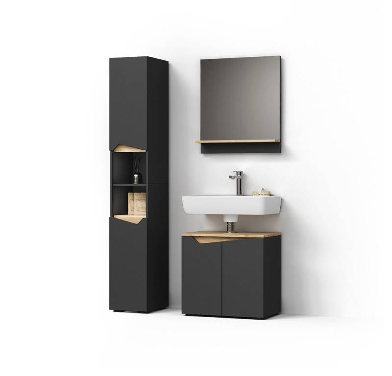 Livinity® Badmöbel-Set Timavo, Anthrazit/Artisan-Eiche, 3 Teile, mit Hochschrank von Livinity®
