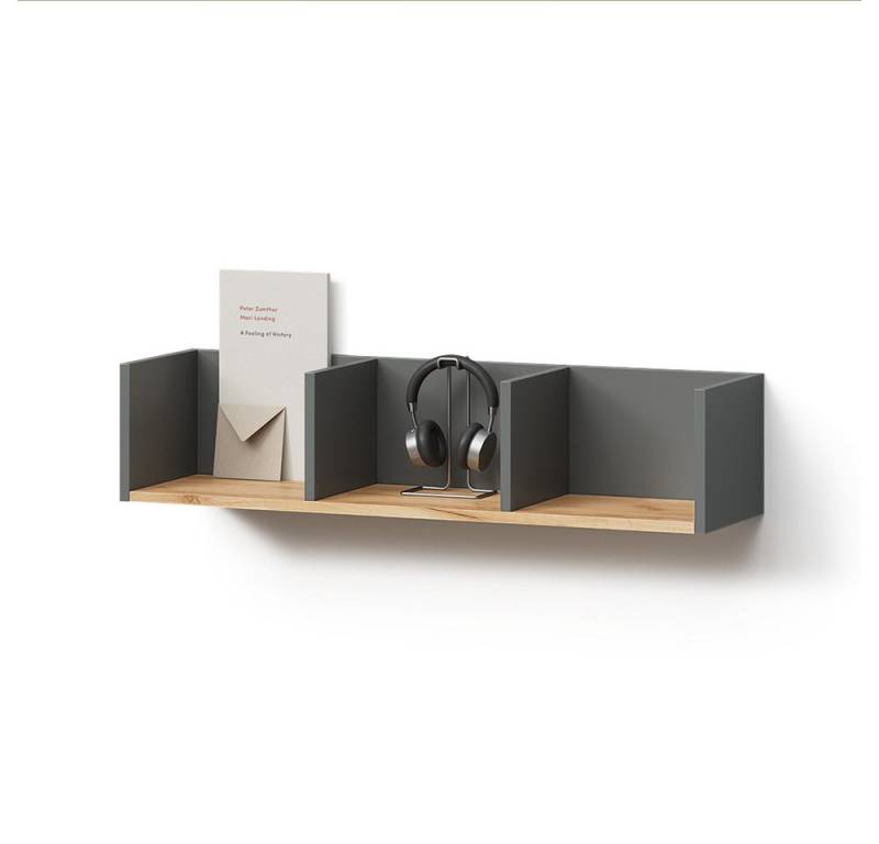 Livinity® Bücherregal Lorena, Anthrazit/Goldkraft Eiche, 90 x 20 cm von Livinity®