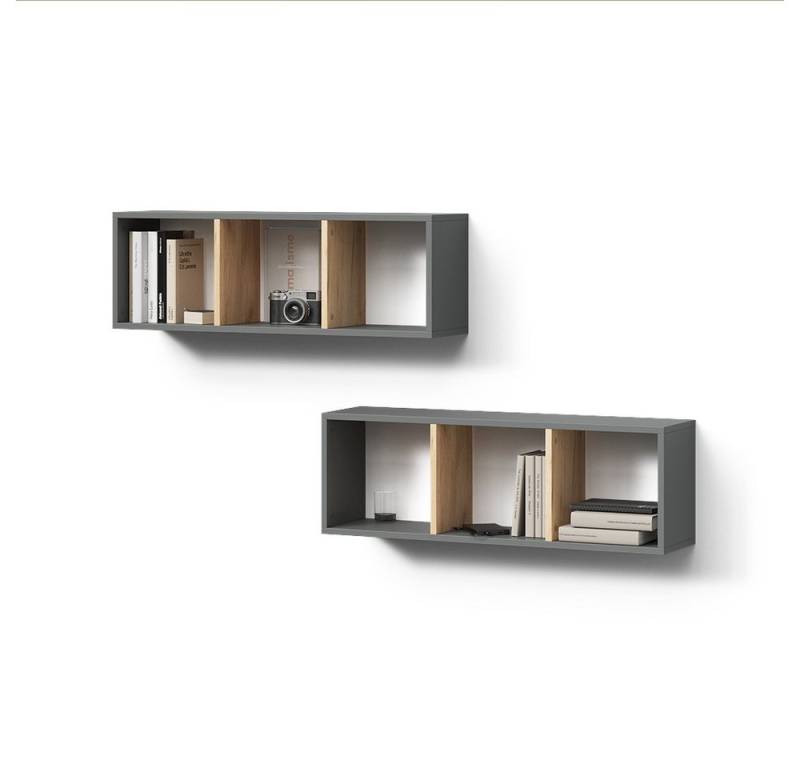 Livinity® Bücherregal Lorena, Anthrazit/Goldkraft Eiche, 90 x 30 cm 2er Set von Livinity®