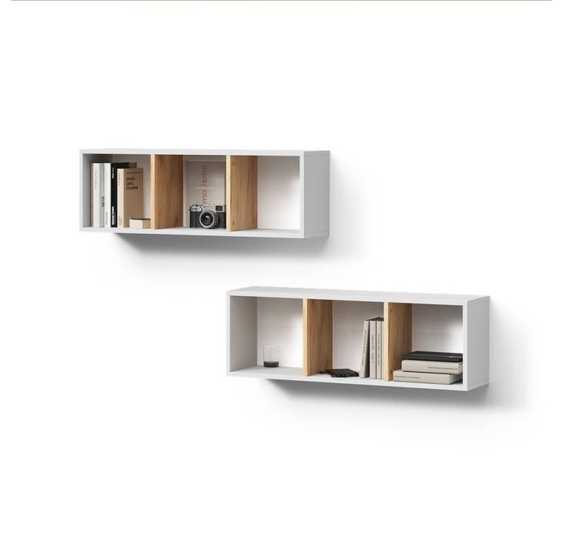 Livinity® Bücherregal Lorena, Weiß/Goldkraft Eiche, 90 x 30 cm 2er Set von Livinity®