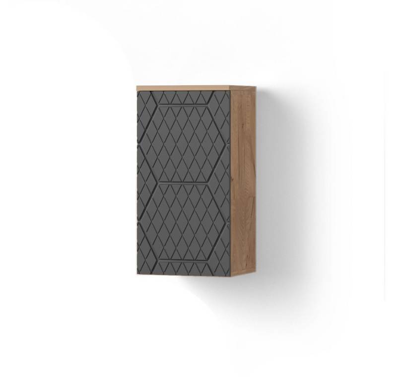 Livinity® Hängeschrank Ronco, Anthrazit mit Wabenstruktur/Eiche, 30 x 59 cm 2 Fächer, Bad... von Livinity®