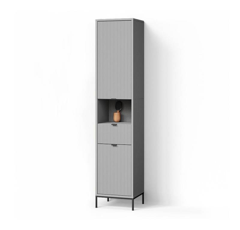 Livinity® Hochschrank ATERNO, Grau/Grau, 40 x 190 cm mit Türen, und Schublade von Livinity®