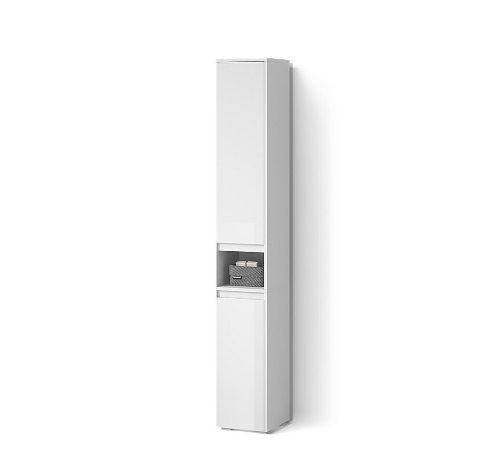 Livinity® Hochschrank Savuto, Weiß/Weiß, 30.2 x 191.5 cm mit Türen und offenem Fach von Livinity®