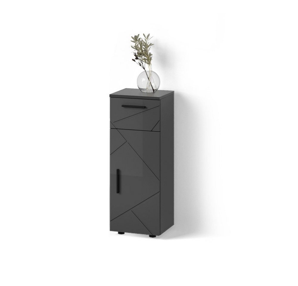 Livinity® Midischrank Ronco, Anthrazit Hochglanz/Grau, 30 x 81 cm von Livinity®