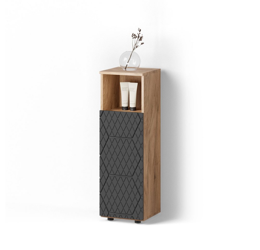 Livinity® Midischrank Ronco, Anthrazit mit Wabenstruktur/Eiche, 30 x 95 cm von Livinity®