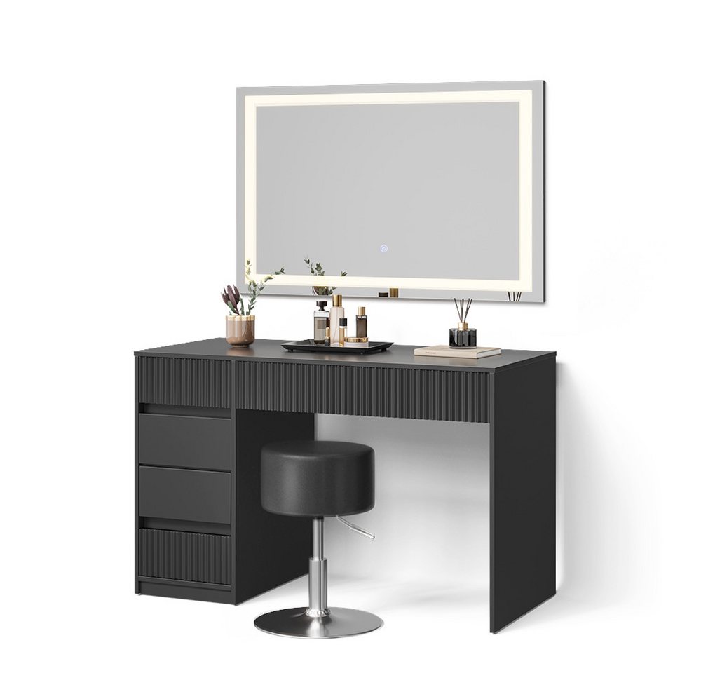 Livinity® Schminktisch Allia, Schwarz, mit LED-Spiegel und Hocker von Livinity®