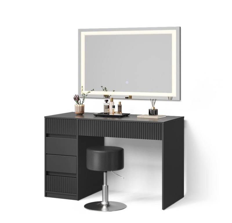 Livinity® Schminktisch Allia, Schwarz, mit LED-Spiegel und Hocker von Livinity®