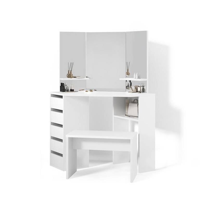 Livinity® Schminktisch Enna, Weiß, 110 cm mit Bank von Livinity®