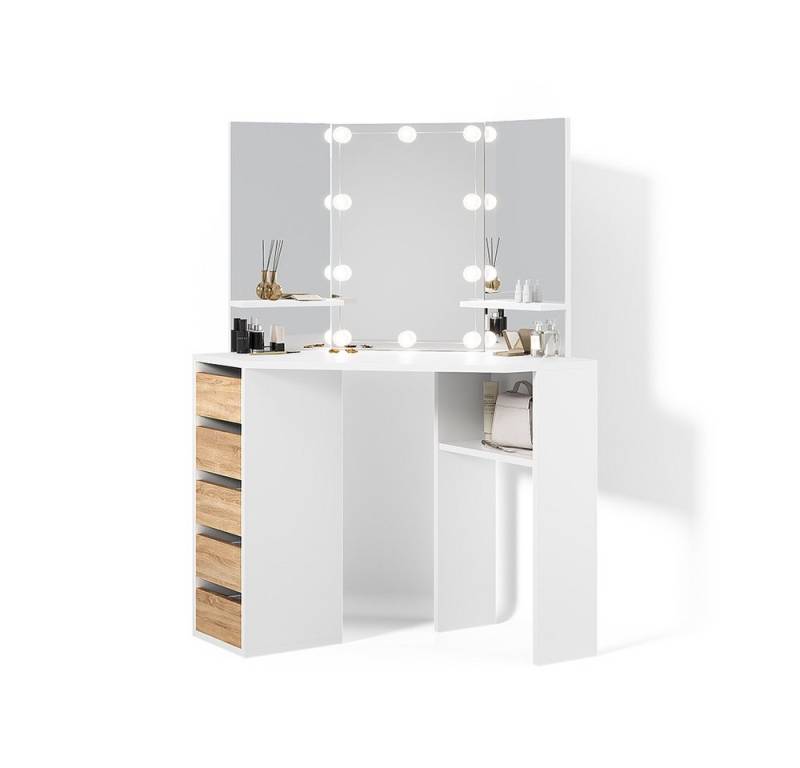 Livinity® Schminktisch Enna, Weiß/Sonoma/Sonoma, 110 cm mit LED Beleuchtung von Livinity®