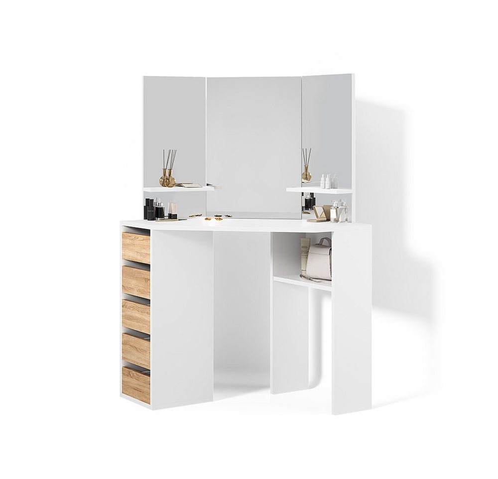 Livinity® Schminktisch Enna, Weiß/Sonoma/Sonoma, 110 cm von Livinity®