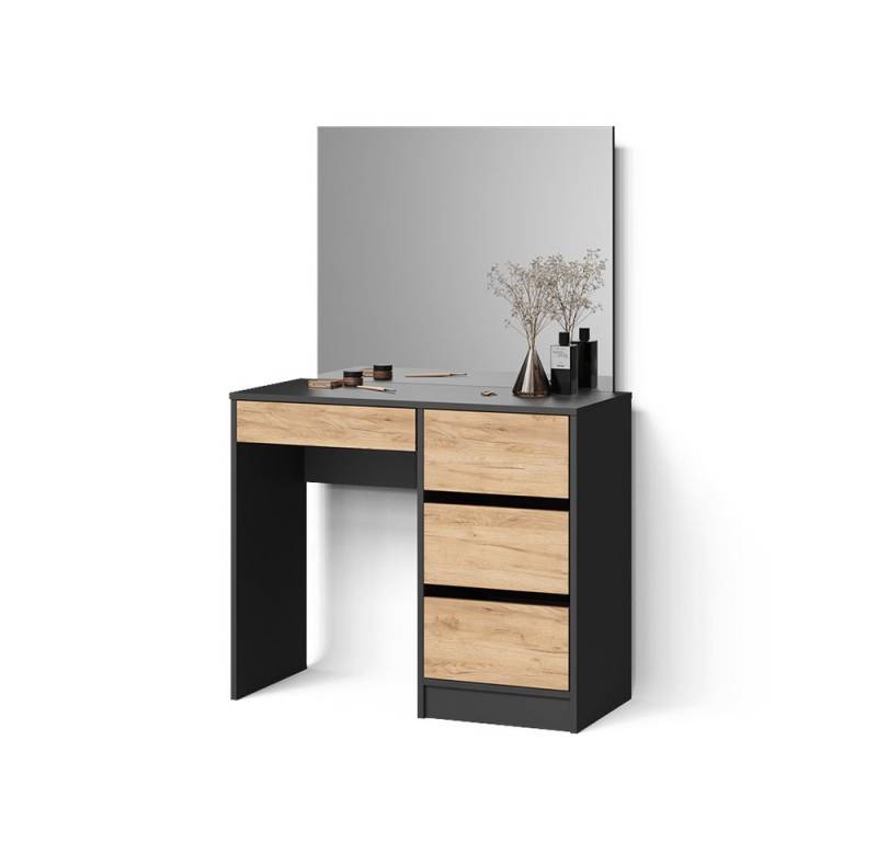 Livinity® Schminktisch Imola, Anthrazit/Goldkraft Eiche, 120 cm von Livinity®