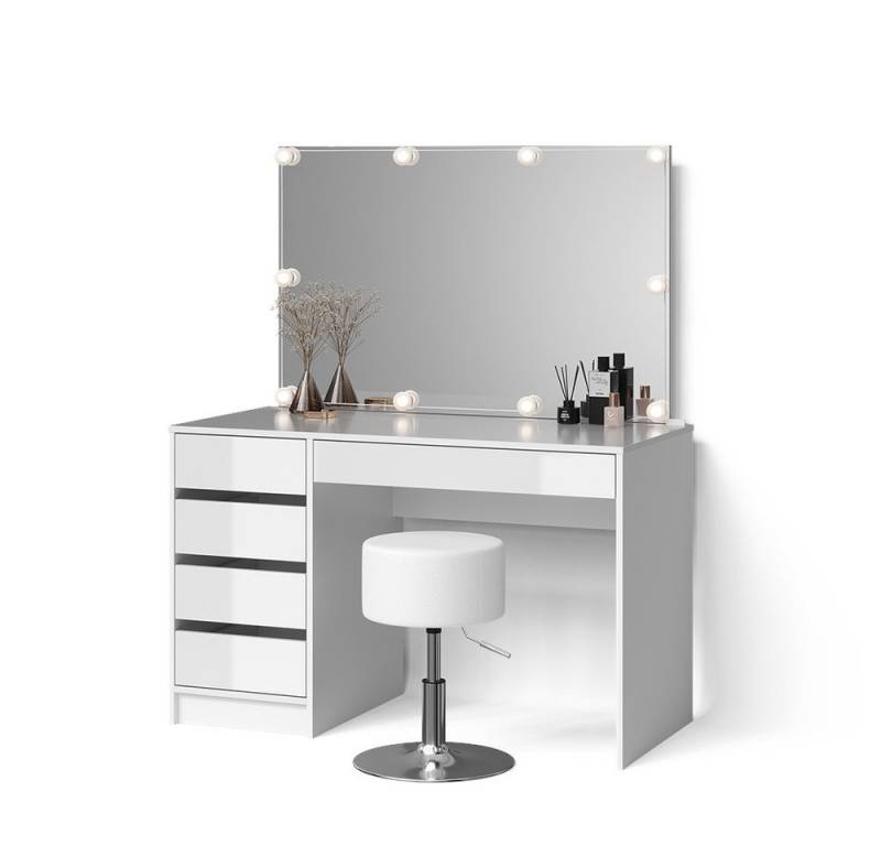 Livinity® Schminktisch Imola, Weiß, mit LED Beleuchtung und Hocker von Livinity®