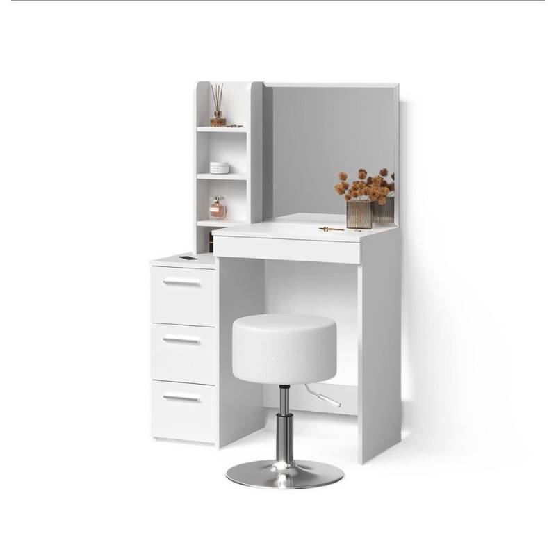 Livinity® Schminktisch Ivera, Weiß, 79.9 cm mit Hocker von Livinity®