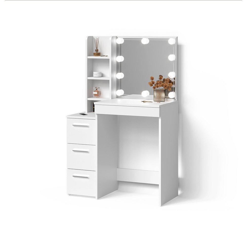 Livinity® Schminktisch Ivera, Weiß, 79.9 cm mit LED Beleuchtung von Livinity®