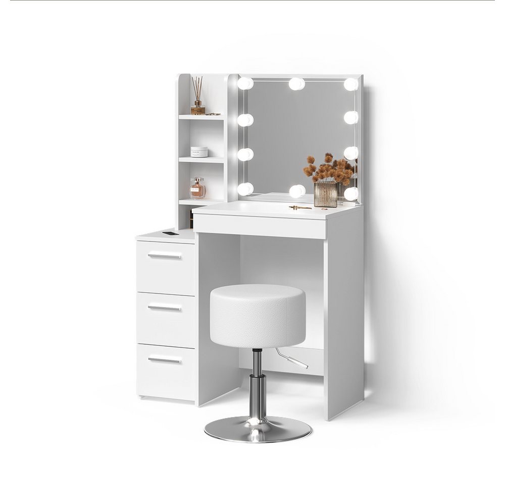 Livinity® Schminktisch Ivera, Weiß, mit LED Beleuchtung und Hocker von Livinity®