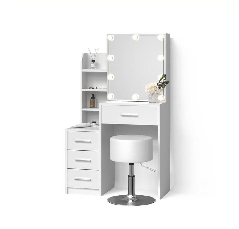 Livinity® Schminktisch Loreta, Weiß, mit LED Beleuchtung und Hocker von Livinity®