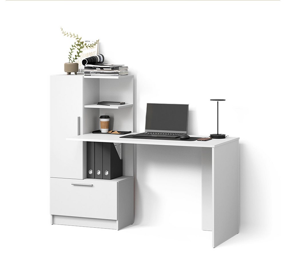 Livinity® Schreibtisch Lorena, Weiß, 150 x 120.1 cm mit 2 Türen von Livinity®