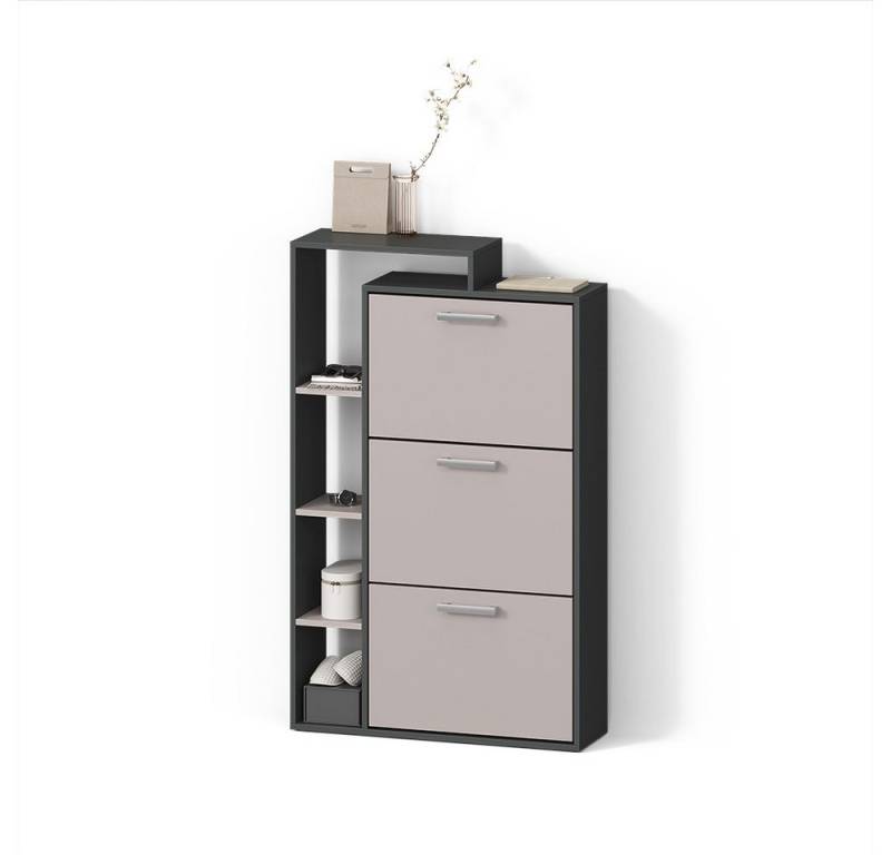 Livinity® Schuhkipper Ortello, Anthrazit/Greige/Greige, 80 x 128.3 cm mit 3 Fächern von Livinity®
