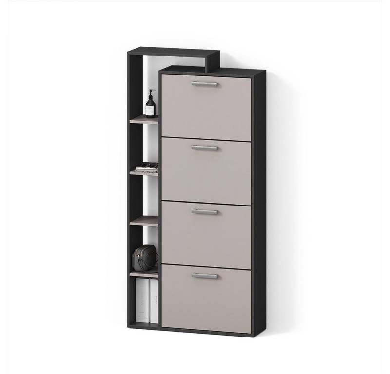 Livinity® Schuhkipper Ortello, Anthrazit/Greige/Greige, 80 x 166.1 cm mit 4 Fächern von Livinity®