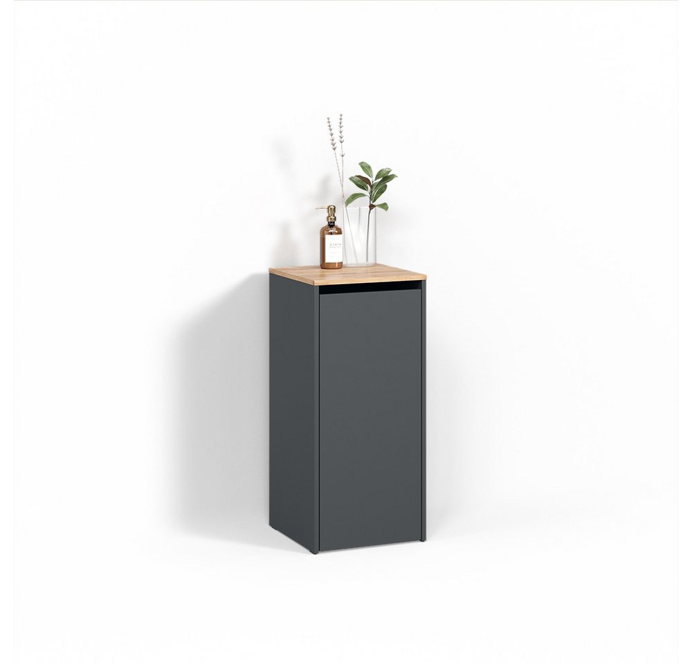 Livinity® Wäscheschrank Paolina, Anthrazit/Goldkraft Eiche, 40.2 x 88.2 cm mit Wäschkorb von Livinity®