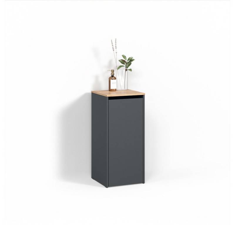 Livinity® Wäscheschrank Paolina, Anthrazit/Goldkraft Eiche, 40.2 x 88.2 cm mit Wäschkorb von Livinity®