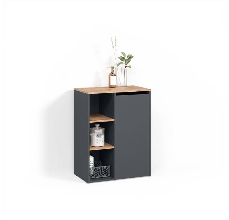 Livinity® Wäscheschrank Paolina, Anthrazit/Goldkraft Eiche, 68 x 88.2 cm, mit offenen Rega... von Livinity®