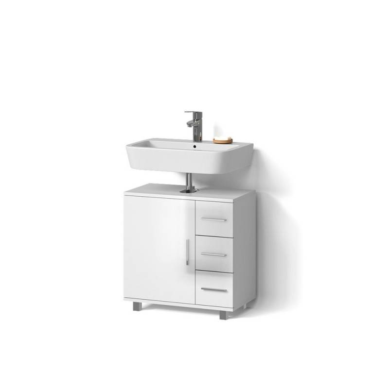 Livinity® Waschbeckenunterschrank Eisak, Weiß Hochglanz, 60 x 60.8 cm von Livinity®
