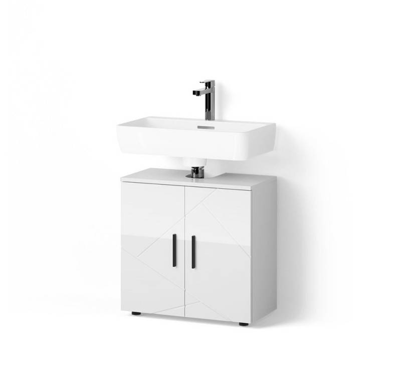 Livinity® Waschbeckenunterschrank Ronco, Weiß Hochglanz/Weiß, 60 x 59 cm von Livinity®