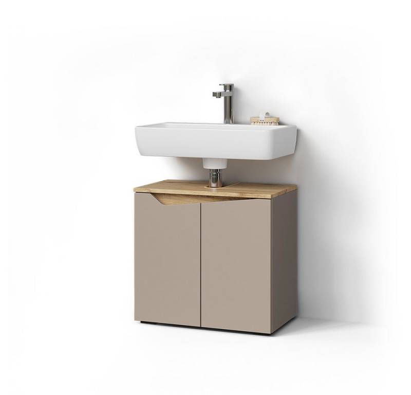Livinity® Waschbeckenunterschrank Timavo, Greige/Artisan-Eiche, 60 x 57.5 cm mit 2 Türen von Livinity®