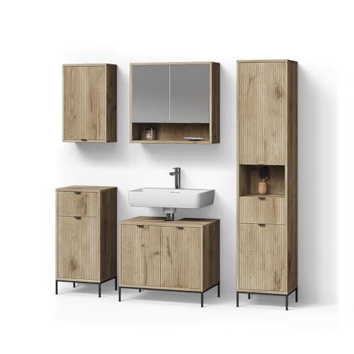 Livinity Badmöbel-Set ATERNO, Viking Oak, 5 Teile von Livinity