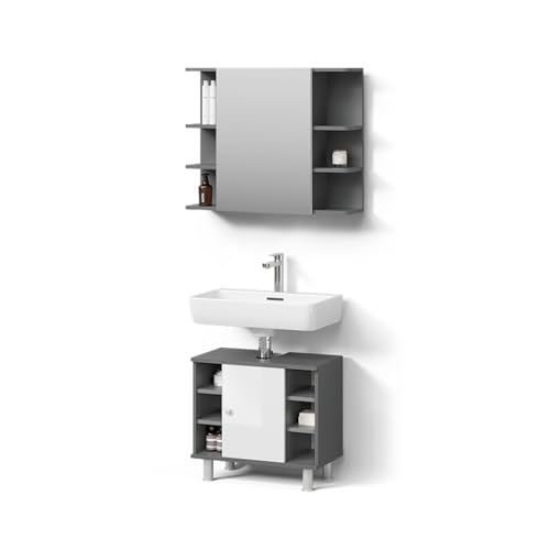 Livinity Badmöbel-Set Fucino, Anthrazit, 2 Teile von Livinity