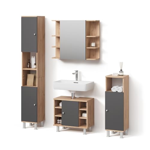 Livinity Badmöbel-Set Fucino, Eiche, 4 Teile von Livinity
