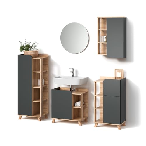 Livinity Badmöbel-Set Marano, Anthrazit, 5 Teile von Livinity