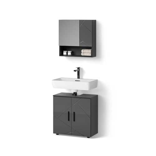 Livinity Badmöbel-Set Ronco, Anthrazit Hochglanz, 2 Teile, Unterschrank 60 cm Livinity Badmöbel-Set Ronco, Anthrazit Hochglanz, 2 Teile, Unterschrank 60 cm von Livinity